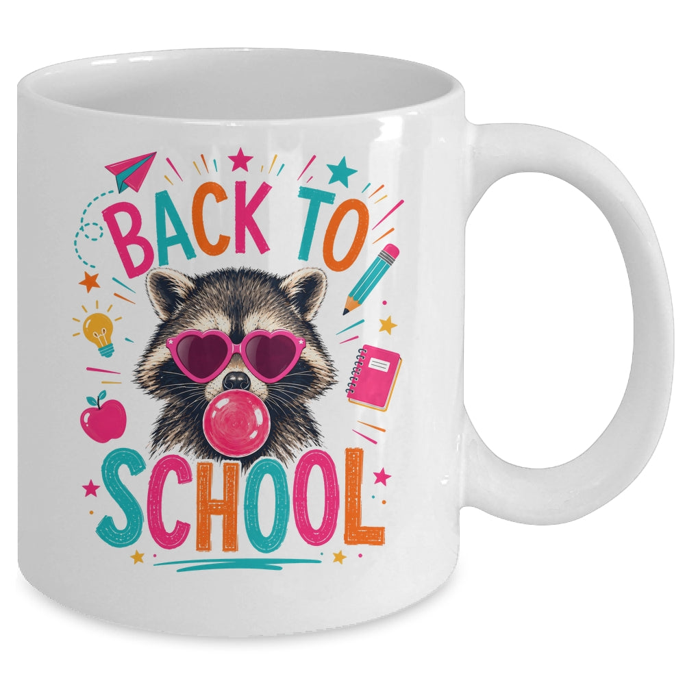 Back To School Raccoon Cute Teacher Bubble Gum Funny Mug | teecentury