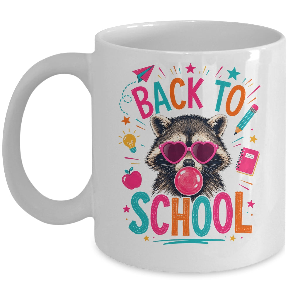 Back To School Raccoon Cute Teacher Bubble Gum Funny Mug | teecentury