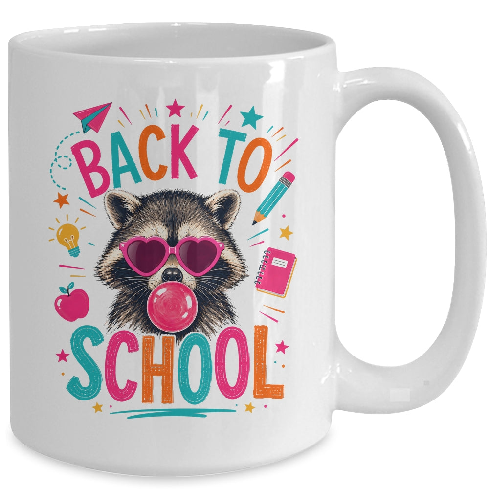 Back To School Raccoon Cute Teacher Bubble Gum Funny Mug | teecentury