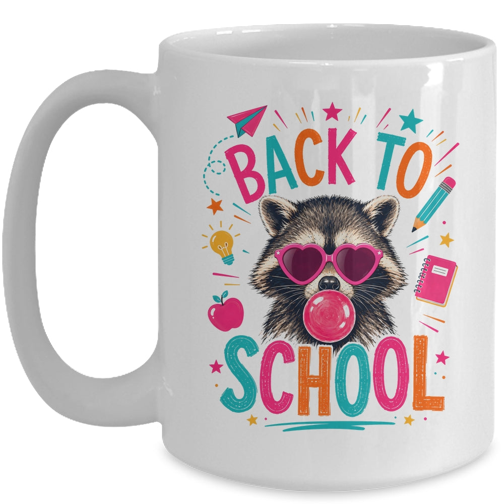 Back To School Raccoon Cute Teacher Bubble Gum Funny Mug | teecentury