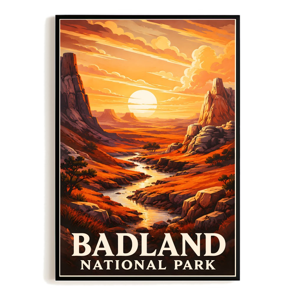 Badlands National Park Travel Poster Souvenir Vintage Landscape Wall Art South Dakota Scenic Print Painting Picture For Home Living Room Office Bedroom Decor Unframed | teecentury