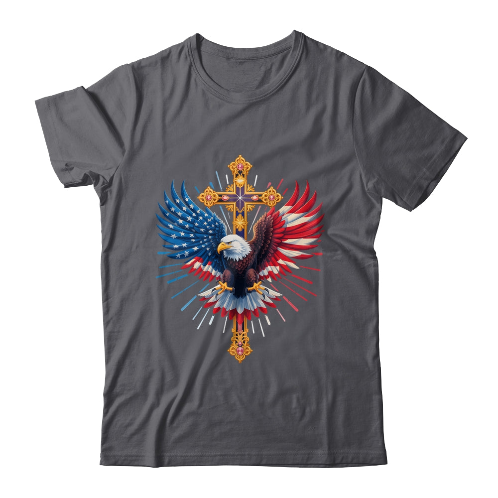 Bald Eagle Christian Faith Ctoss USA Flag Patriotic American Shirt & Hoodie | teecentury