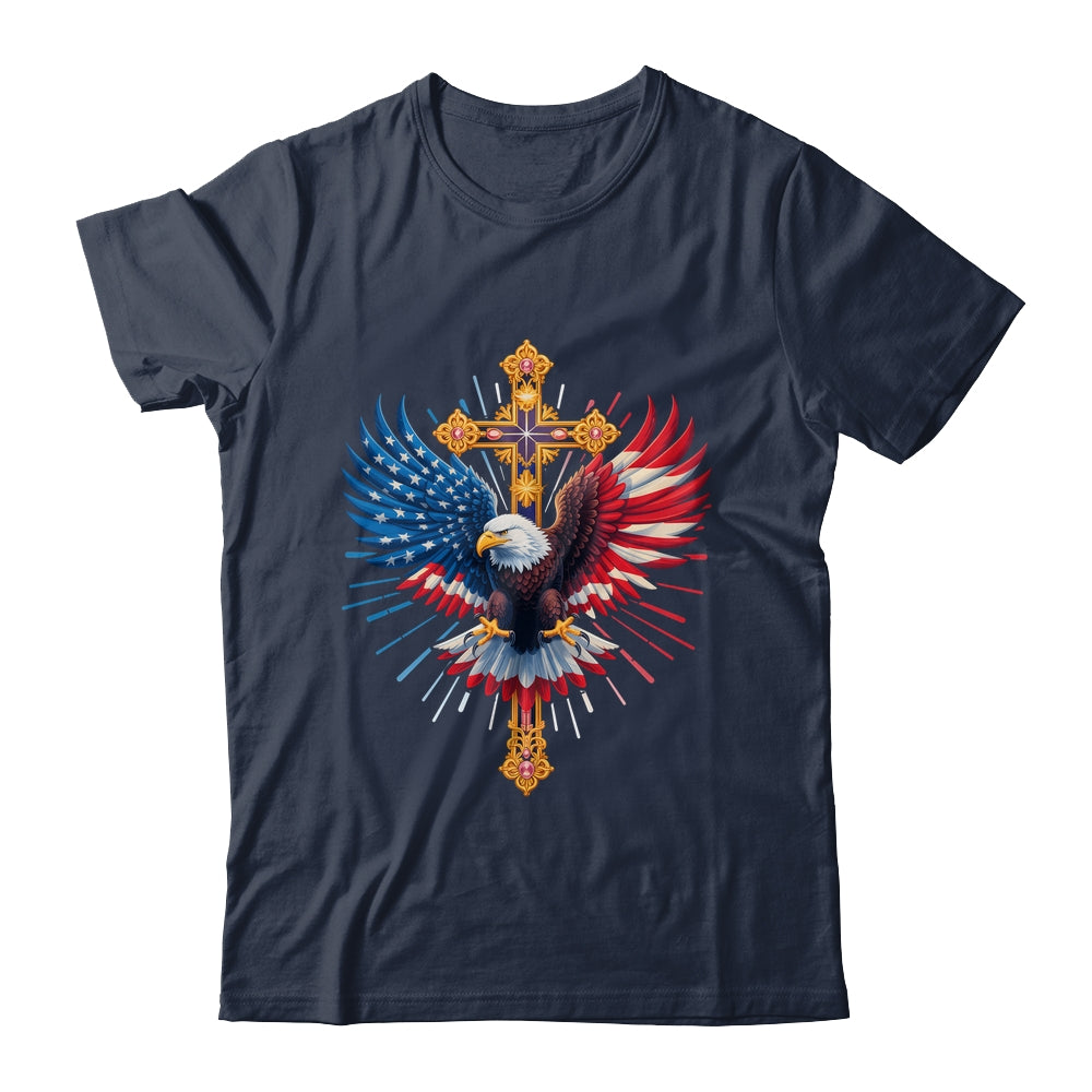Bald Eagle Christian Faith Ctoss USA Flag Patriotic American Shirt & Hoodie | teecentury