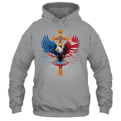 Bald Eagle Christian Faith Ctoss USA Flag Patriotic American Shirt & Hoodie | teecentury