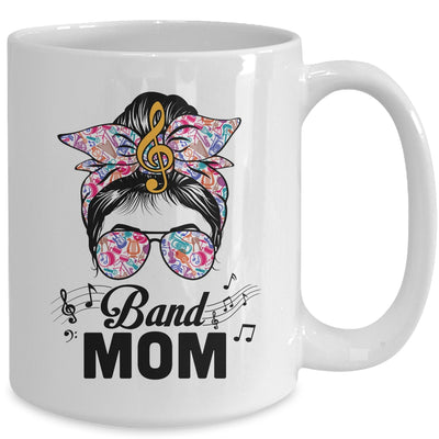 Band Mom Marching Band Design Messy Bun Hair Woman Mug | teecentury