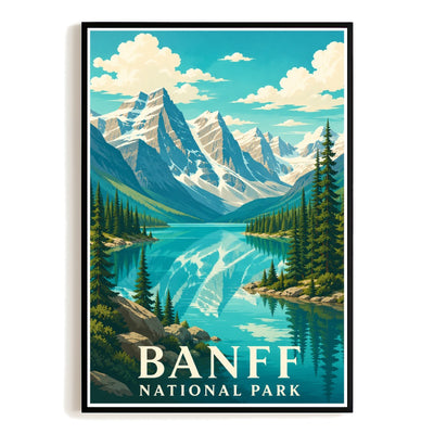 Banff National Park Travel Poster Mountain Lake Landscape Wall Art Decor Souvenir Print Painting Picture For Home Living Room Office Bedroom Kitchen Decor Unframed | teecentury