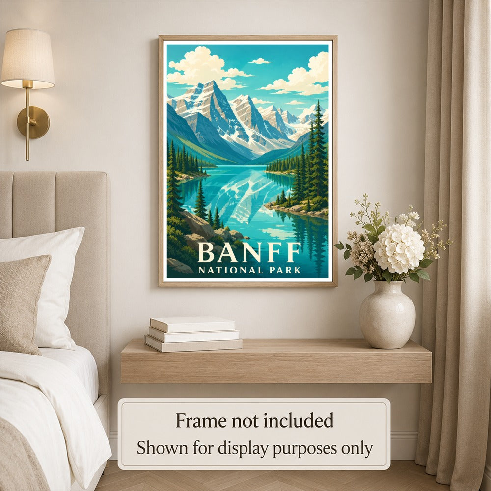 Banff National Park Travel Poster Mountain Lake Landscape Wall Art Decor Souvenir Print Painting Picture For Home Living Room Office Bedroom Kitchen Decor Unframed | teecentury