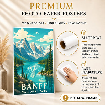 Banff National Park Travel Poster Mountain Lake Landscape Wall Art Decor Souvenir Print Painting Picture For Home Living Room Office Bedroom Kitchen Decor Unframed | teecentury