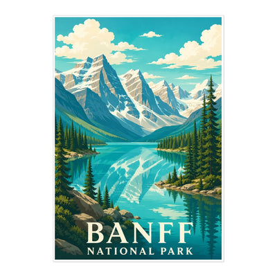 Banff National Park Travel Poster Mountain Lake Landscape Wall Art Decor Souvenir Print Painting Picture For Home Living Room Office Bedroom Kitchen Decor Unframed | teecentury