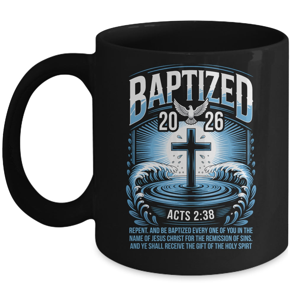 Baptized In 2026 Catholic Bible Verse For Christian Baptism Mug | teecentury