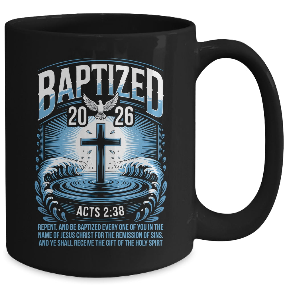 Baptized In 2026 Catholic Bible Verse For Christian Baptism Mug | teecentury