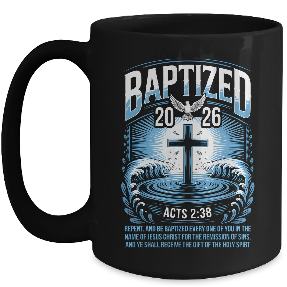 Baptized In 2026 Catholic Bible Verse For Christian Baptism Mug | teecentury