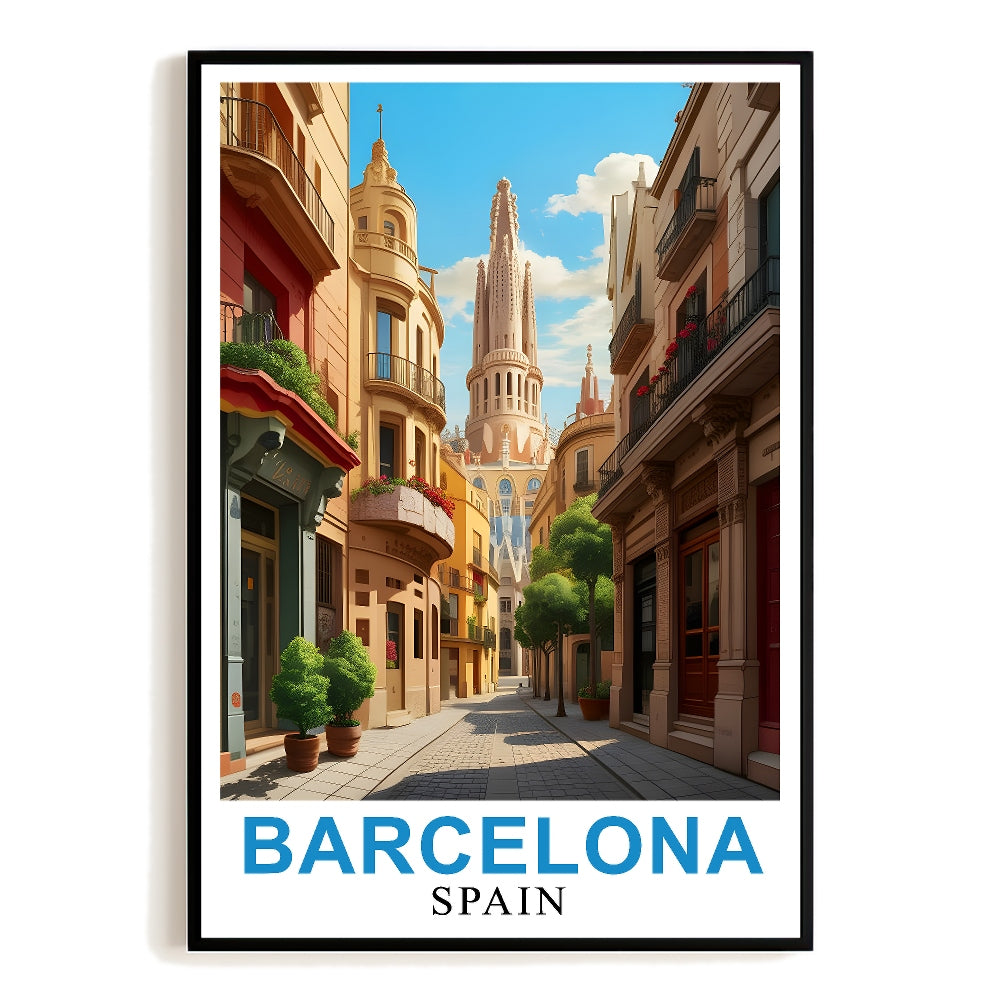 Barcelona Cityscape Spain Poster Street Art And Architecture Vintage Travel Enthusiasts Wall Art Landscape Painting Print Ideal For Home Decor Office Decor Unframed | teecentury