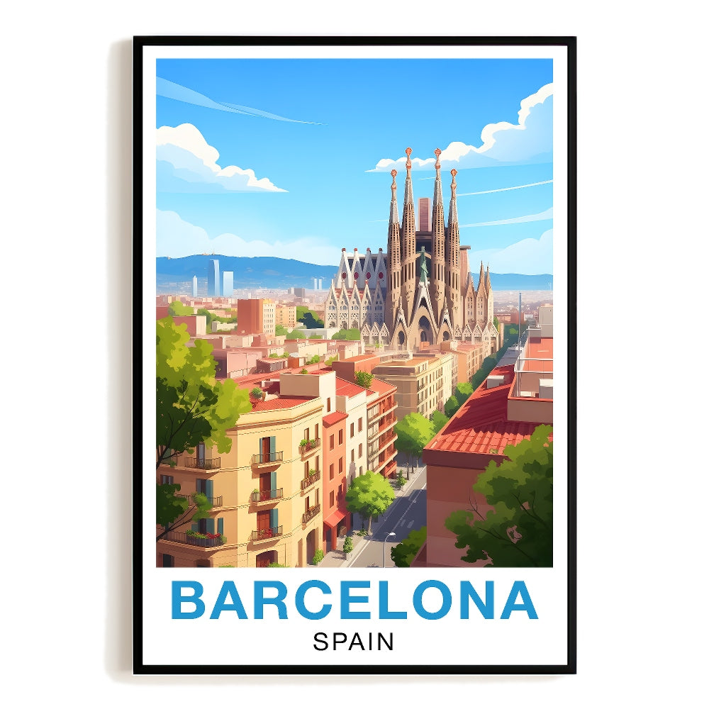 Barcelona Spain Vintage Travel Poster Nature City Wall Art Landscape Prints Paintings Picture For Home Room Living Room Office Bedroom Aesthetic Decor Unframed | teecentury