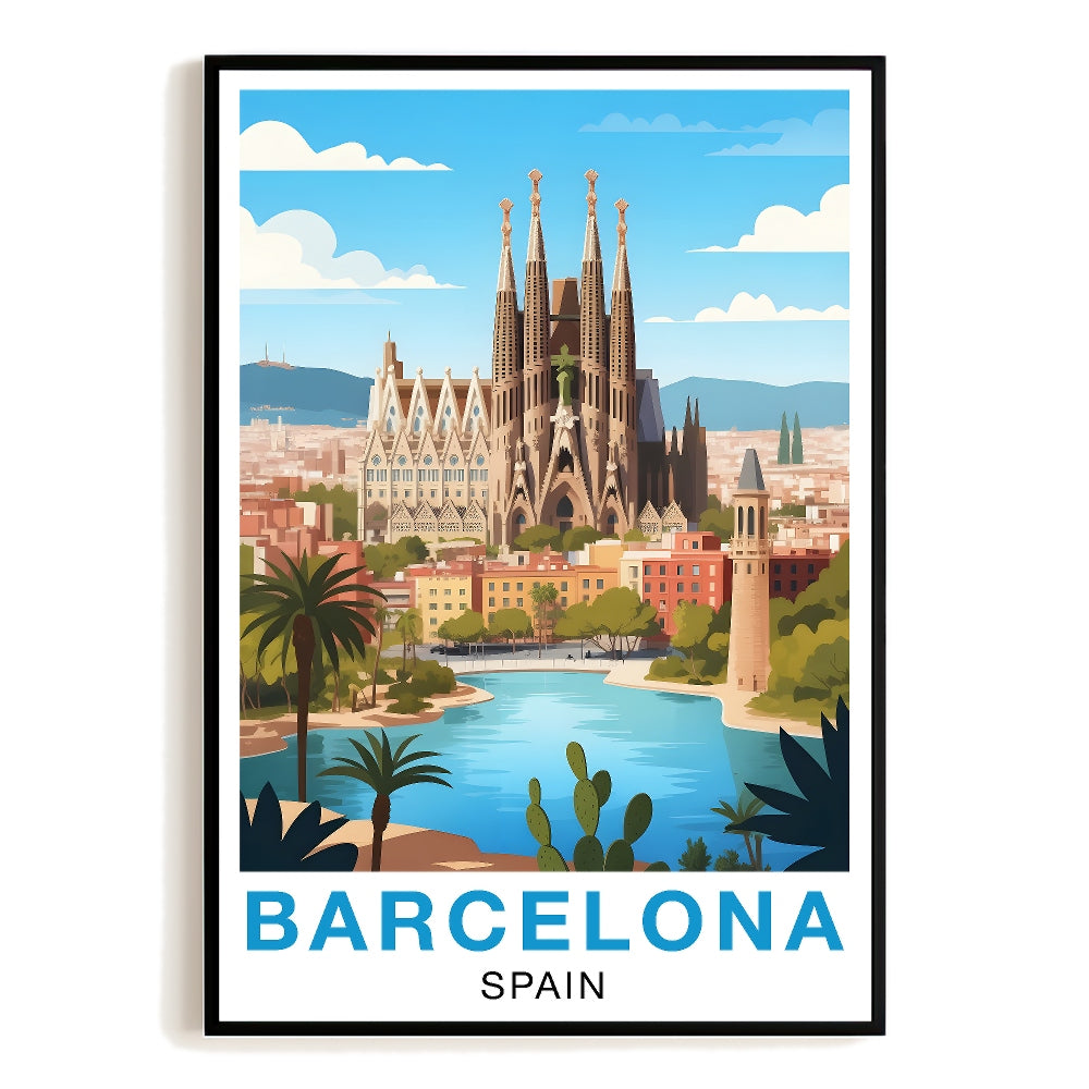 Barcelona Spain Vintage Travel Poster Scenic Artwork Architecture Enthusiasts Souvenir Wall Art Landscape Prints For Home Room Living Room Office Bedroom Decor Unframed | teecentury