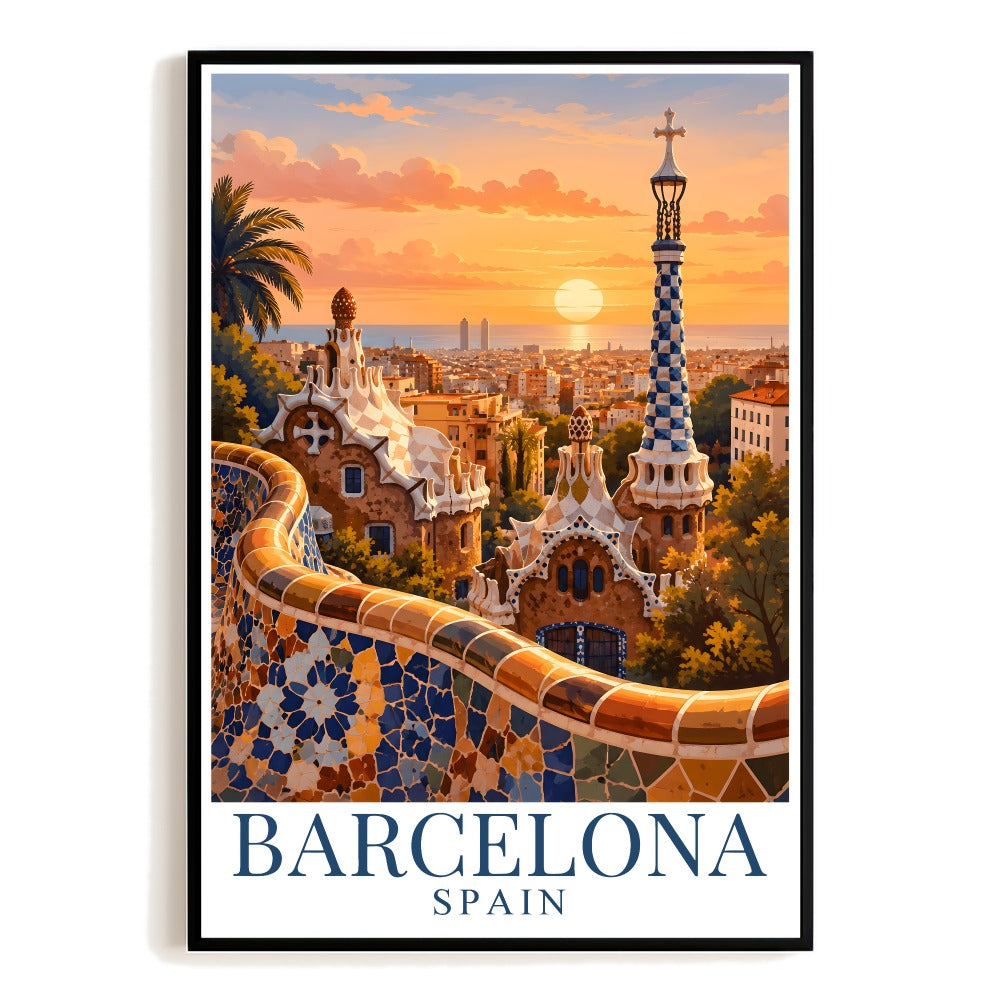 Barcelona Spain Vintage Travel Poster Wall Art Decor Souvenir Europe Spain Cityscape Landscape Print Painting Picture For Home Living Room Office Bedroom Decor Unframed | teecentury