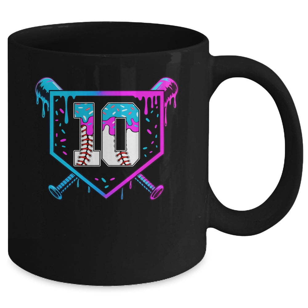 Baseball 10th Birthday Ice Cream Drip 10 Year Old Birthday Boy Mug | teecentury