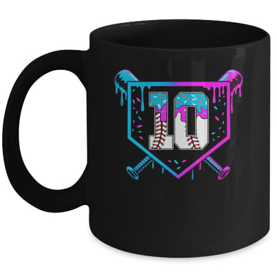 Baseball 10th Birthday Ice Cream Drip 10 Year Old Birthday Boy Mug | teecentury