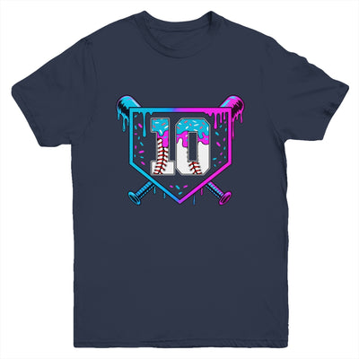 Baseball 10th Birthday Ice Cream Drip 10 Year Old Birthday Boy Youth Shirt | teecentury