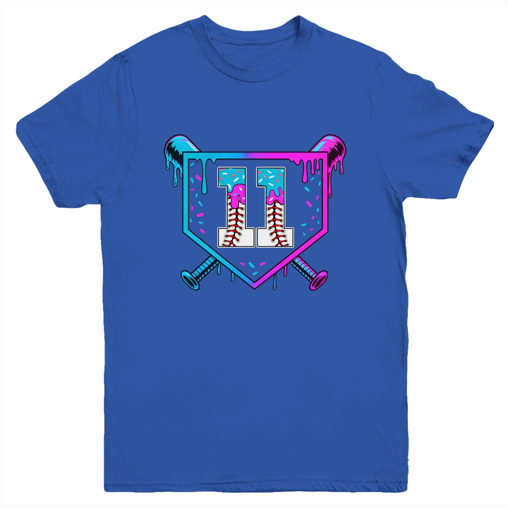 Baseball 11th Birthday Ice Cream Drip 11 Year Old Birthday Boy Youth Shirt | teecentury