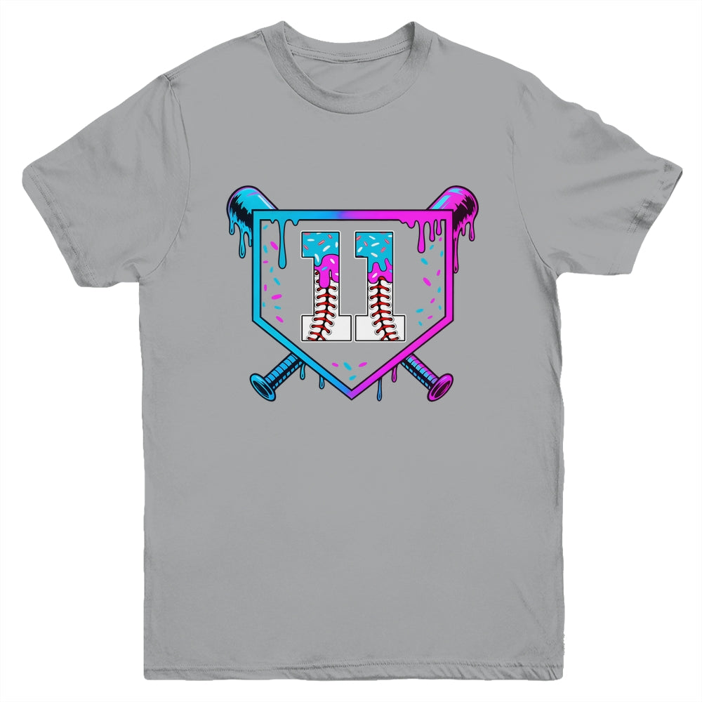 Baseball 11th Birthday Ice Cream Drip 11 Year Old Birthday Boy Youth Shirt | teecentury