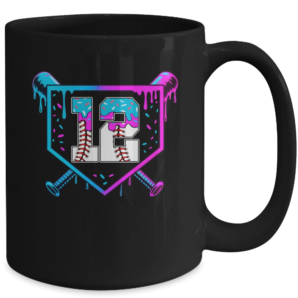 Baseball 12th Birthday Ice Cream Drip 12 Year Old Birthday Boy Mug | teecentury