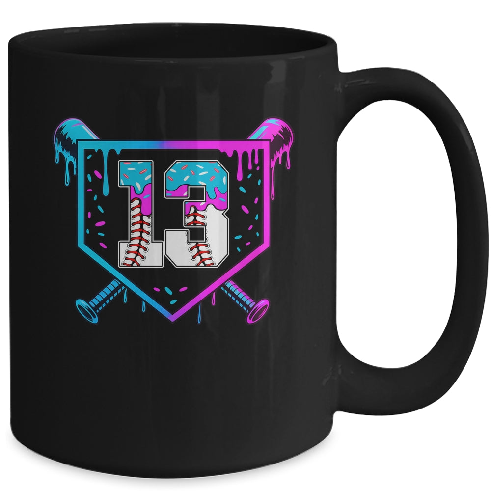 Baseball 13th Birthday Ice Cream Drip 13 Year Old Birthday Boy Mug | teecentury