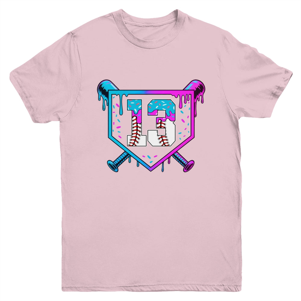 Baseball 13th Birthday Ice Cream Drip 13 Year Old Birthday Boy Youth Shirt | teecentury
