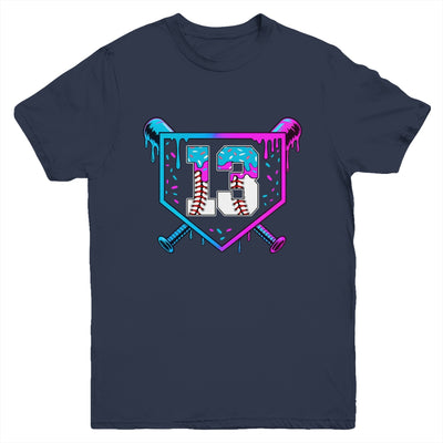 Baseball 13th Birthday Ice Cream Drip 13 Year Old Birthday Boy Youth Shirt | teecentury