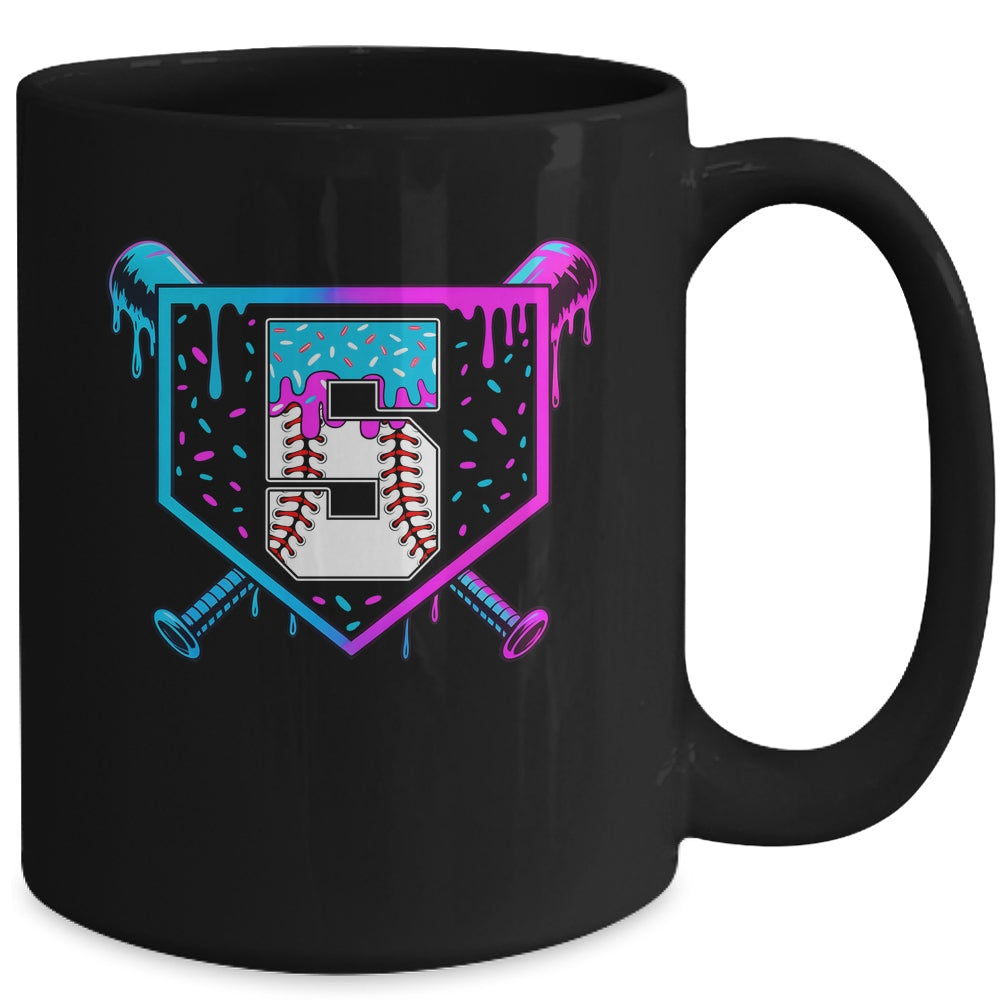 Baseball 5th Birthday Ice Cream Drip 5 Year Old Birthday Boy Mug | teecentury