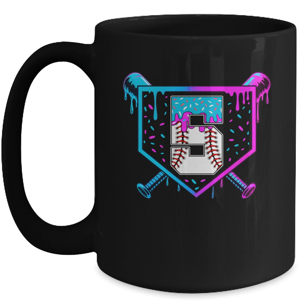 Baseball 5th Birthday Ice Cream Drip 5 Year Old Birthday Boy Mug | teecentury