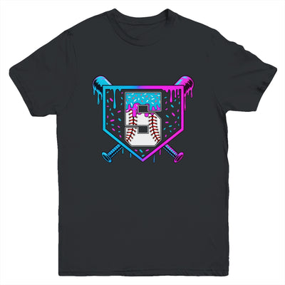 Baseball 5th Birthday Ice Cream Drip 5 Year Old Birthday Boy Youth Shirt | teecentury
