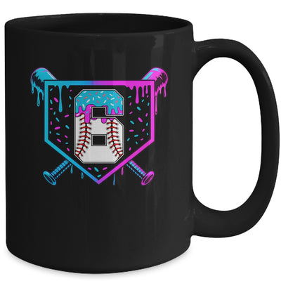 Baseball 6th Birthday Ice Cream Drip 6 Year Old Birthday Boy Mug | teecentury