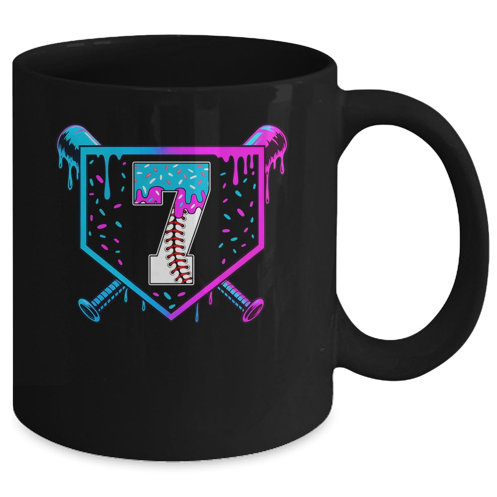 Baseball 7th Birthday Ice Cream Drip 7 Year Old Birthday Boy Mug | teecentury