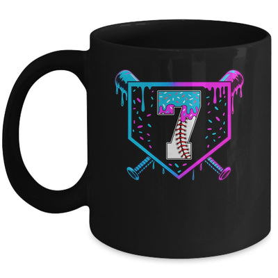 Baseball 7th Birthday Ice Cream Drip 7 Year Old Birthday Boy Mug | teecentury
