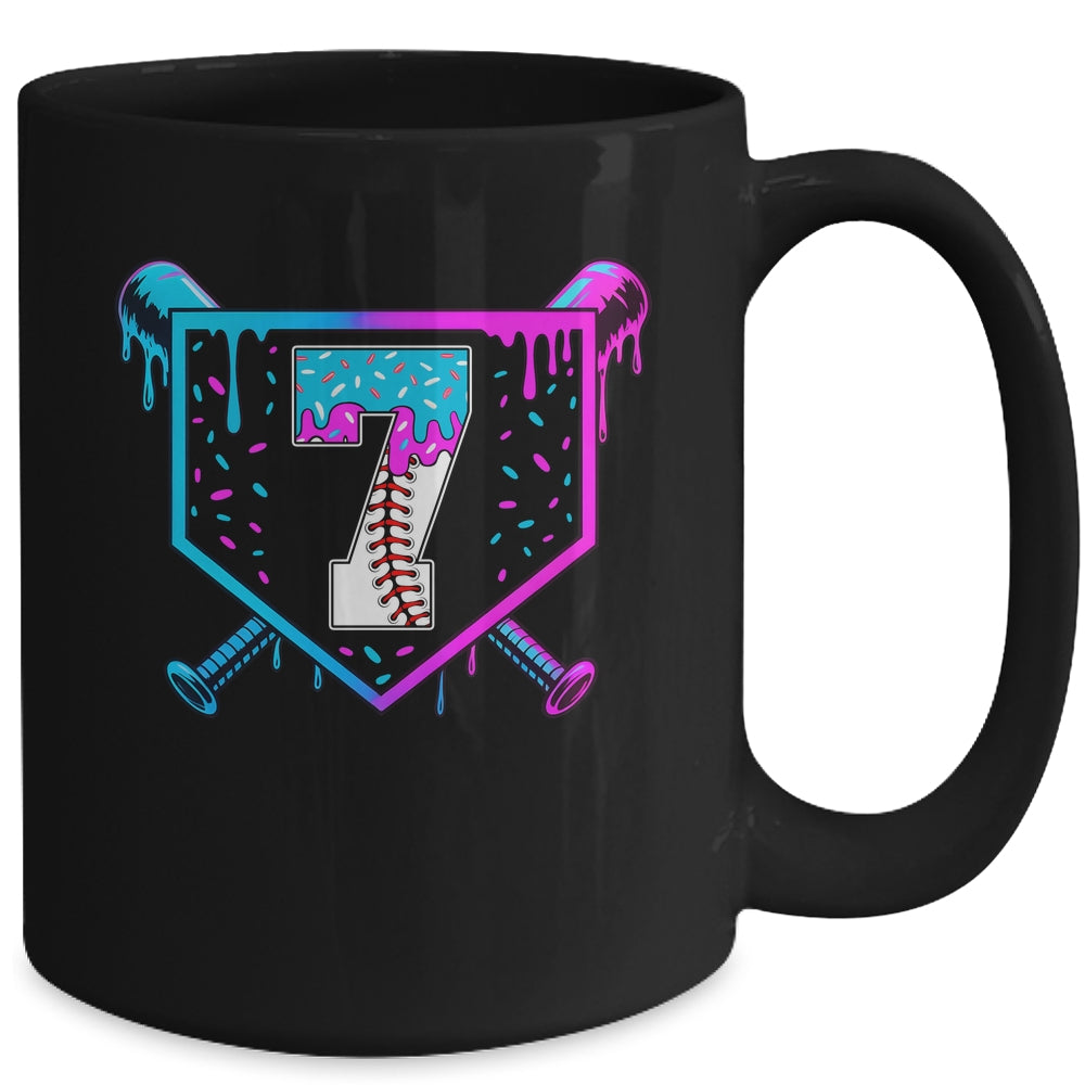 Baseball 7th Birthday Ice Cream Drip 7 Year Old Birthday Boy Mug | teecentury