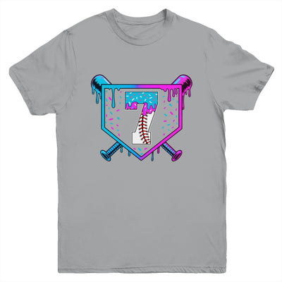Baseball 7th Birthday Ice Cream Drip 7 Year Old Birthday Boy Youth Shirt | teecentury