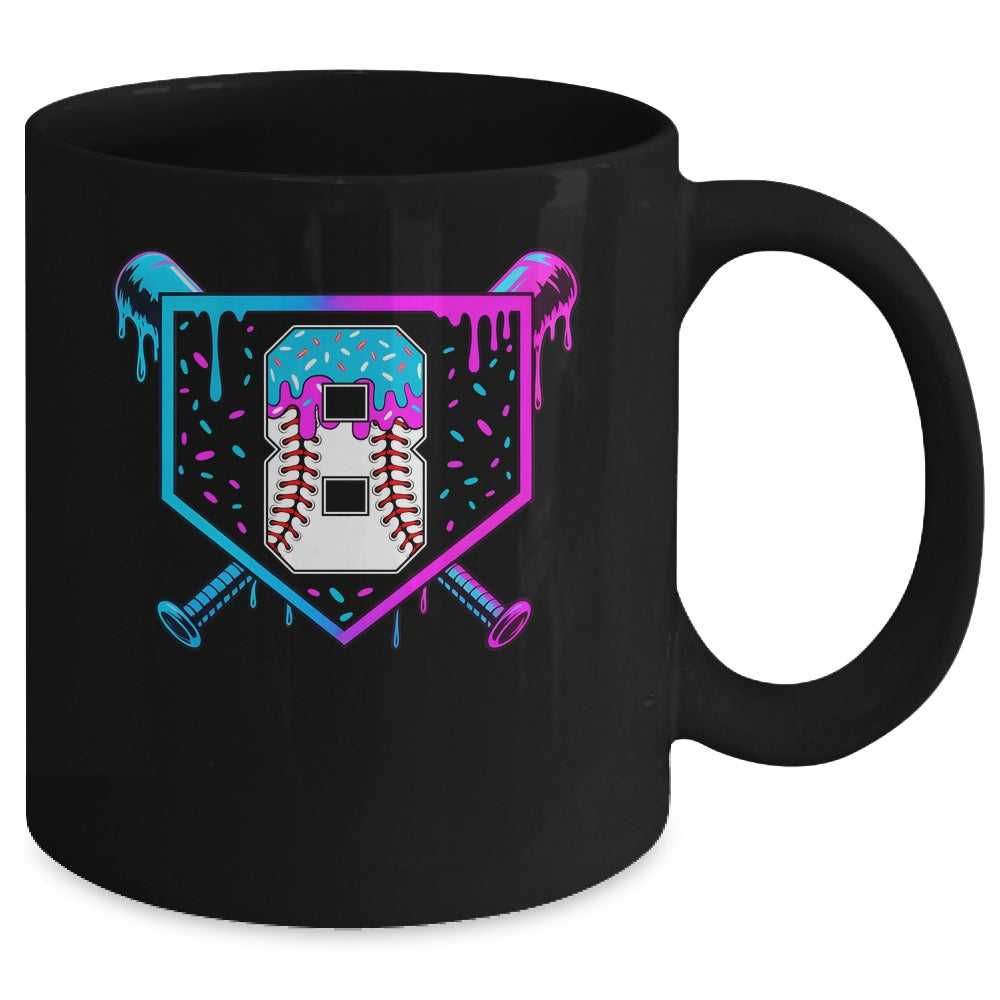 Baseball 8th Birthday Ice Cream Drip 8 Year Old Birthday Boy Mug | teecentury