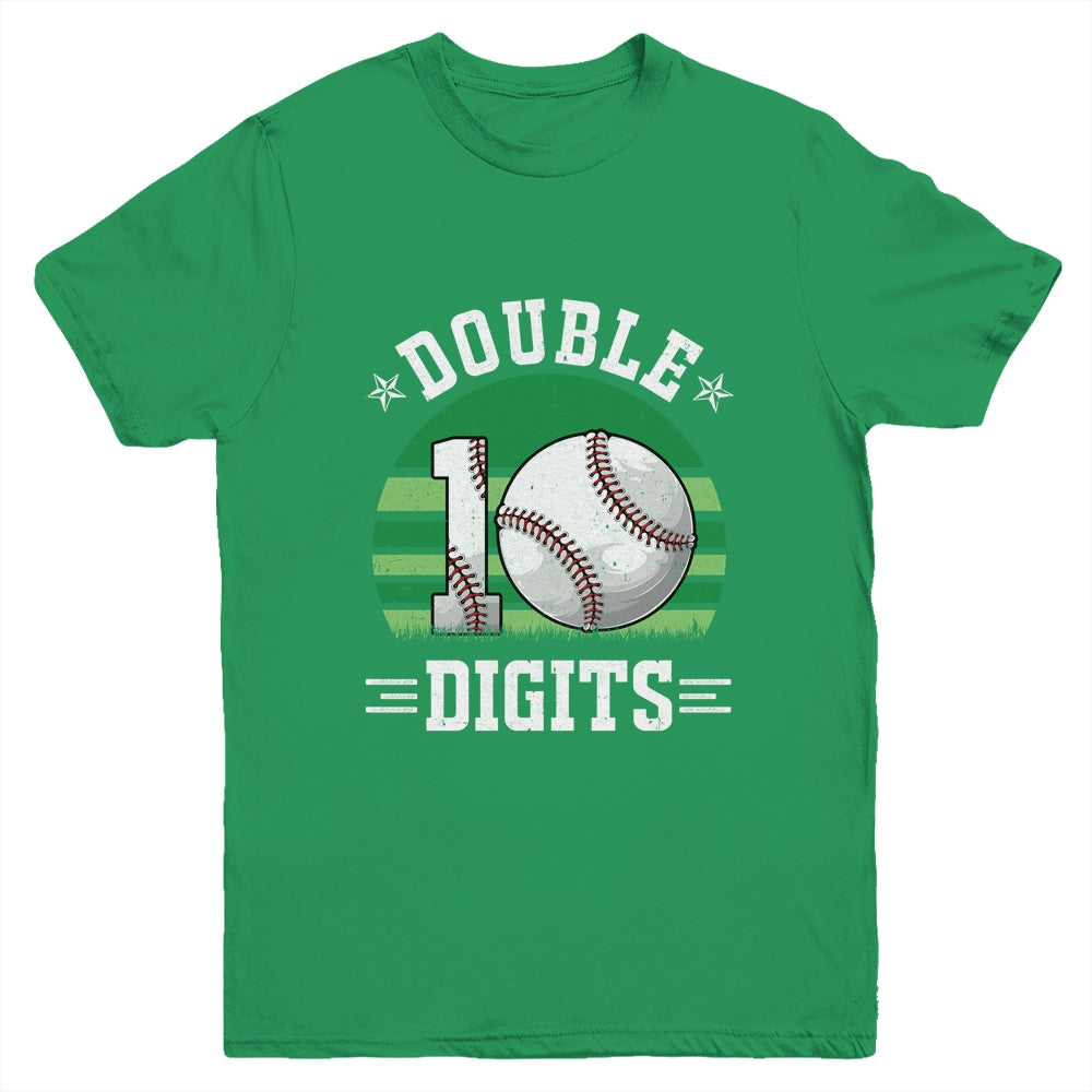 Baseball Birthday 10 Year Old Double Digits 10th Birthday Youth Shirt | teecentury