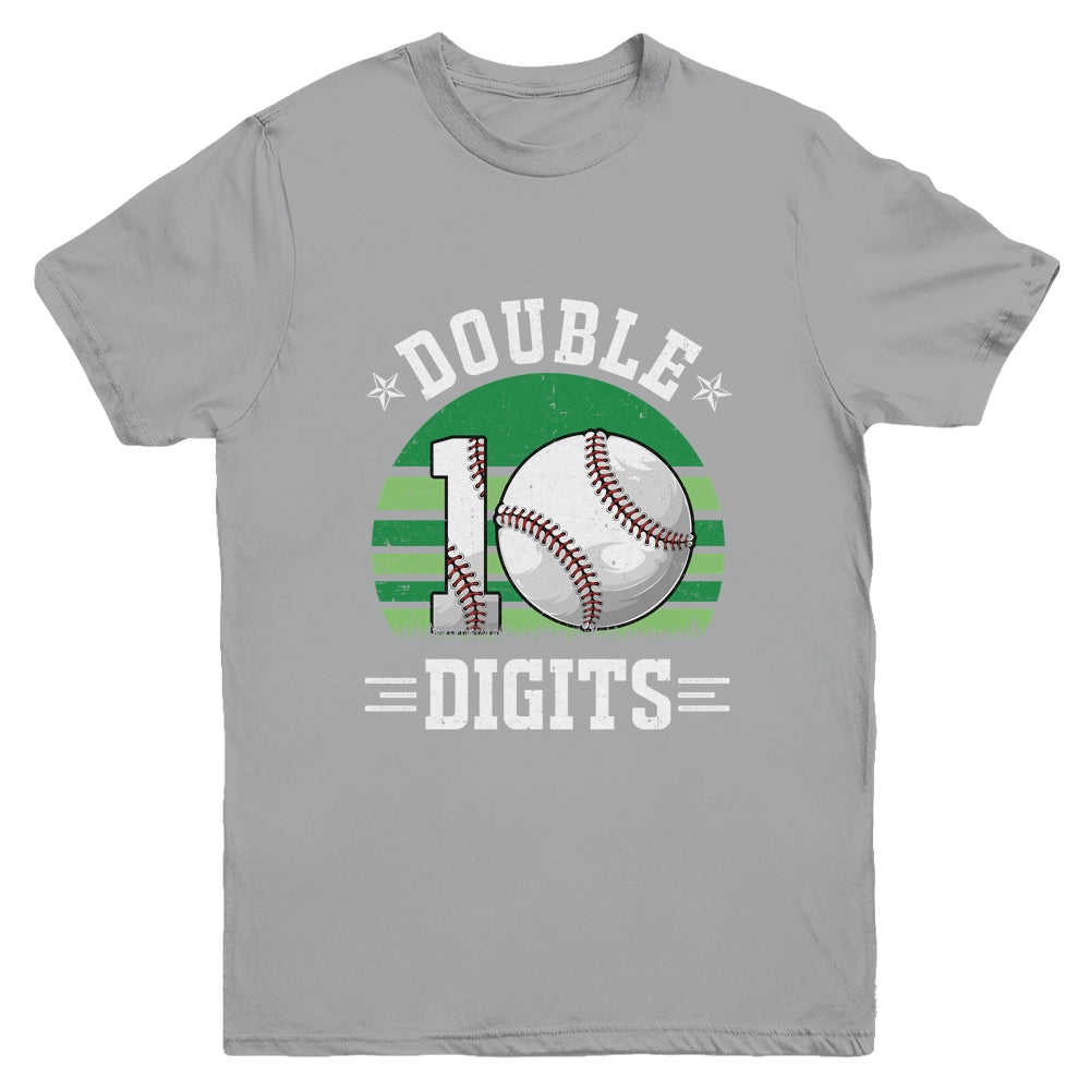 Baseball Birthday 10 Year Old Double Digits 10th Birthday Youth Shirt | teecentury