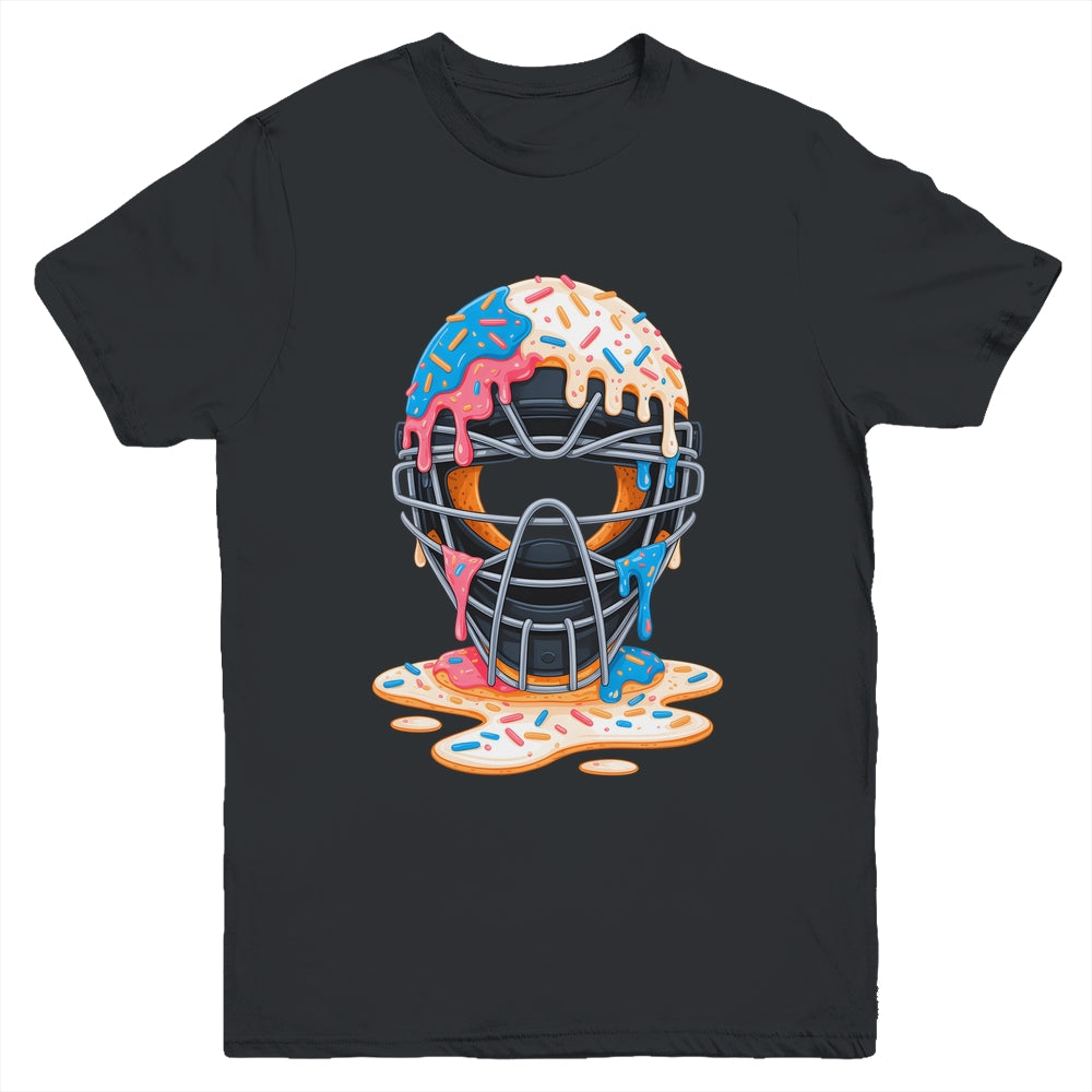 Baseball Catcher Mask Ice Cream Dripping Baseball Fan Boys Youth Shirt | teecentury
