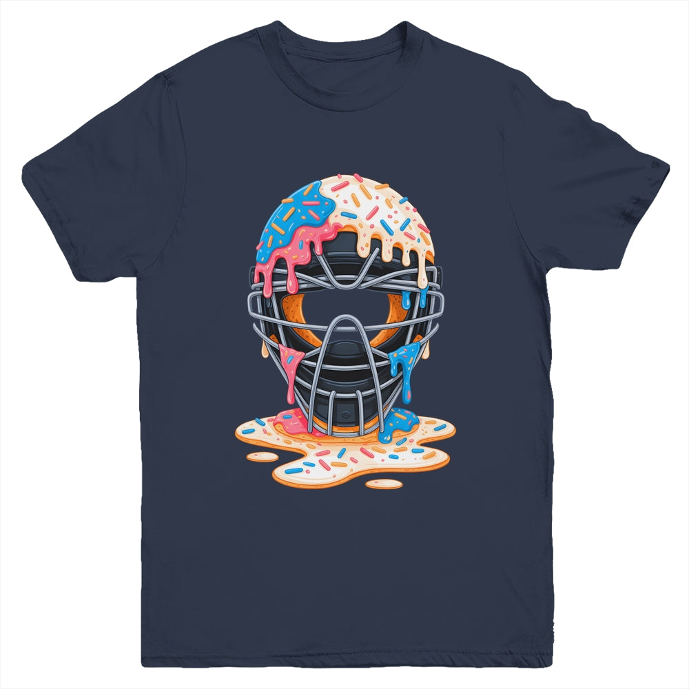 Baseball Catcher Mask Ice Cream Dripping Baseball Fan Boys Youth Shirt | teecentury