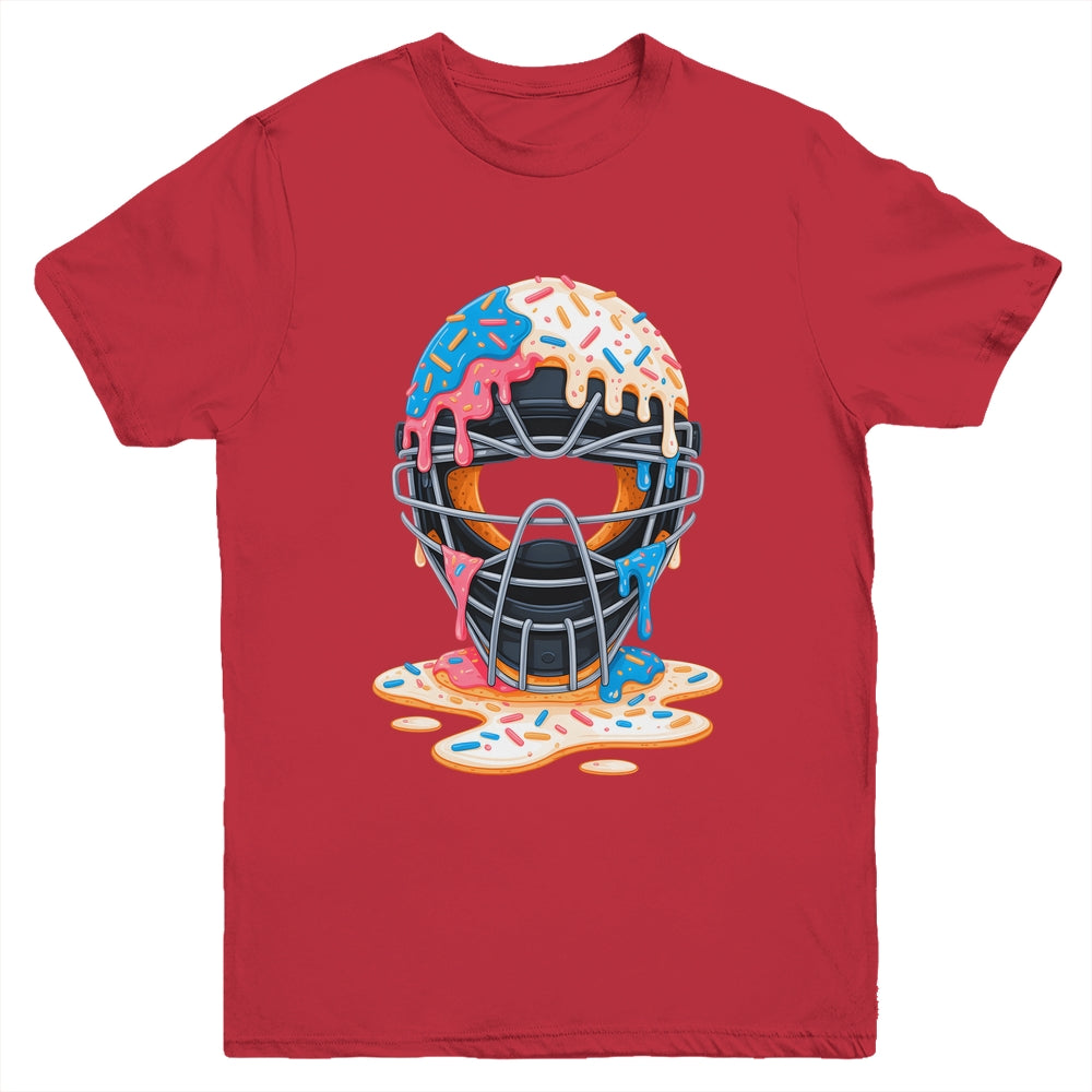 Baseball Catcher Mask Ice Cream Dripping Baseball Fan Boys Youth Shirt | teecentury