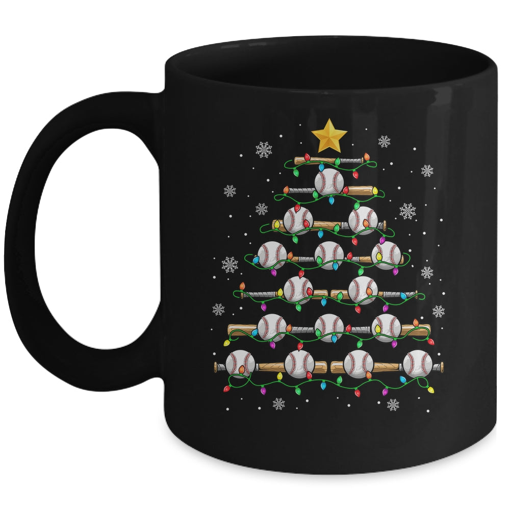 Baseball Christmas Tree Light Xmas Baseball Men Boys Kids Mug | teecentury