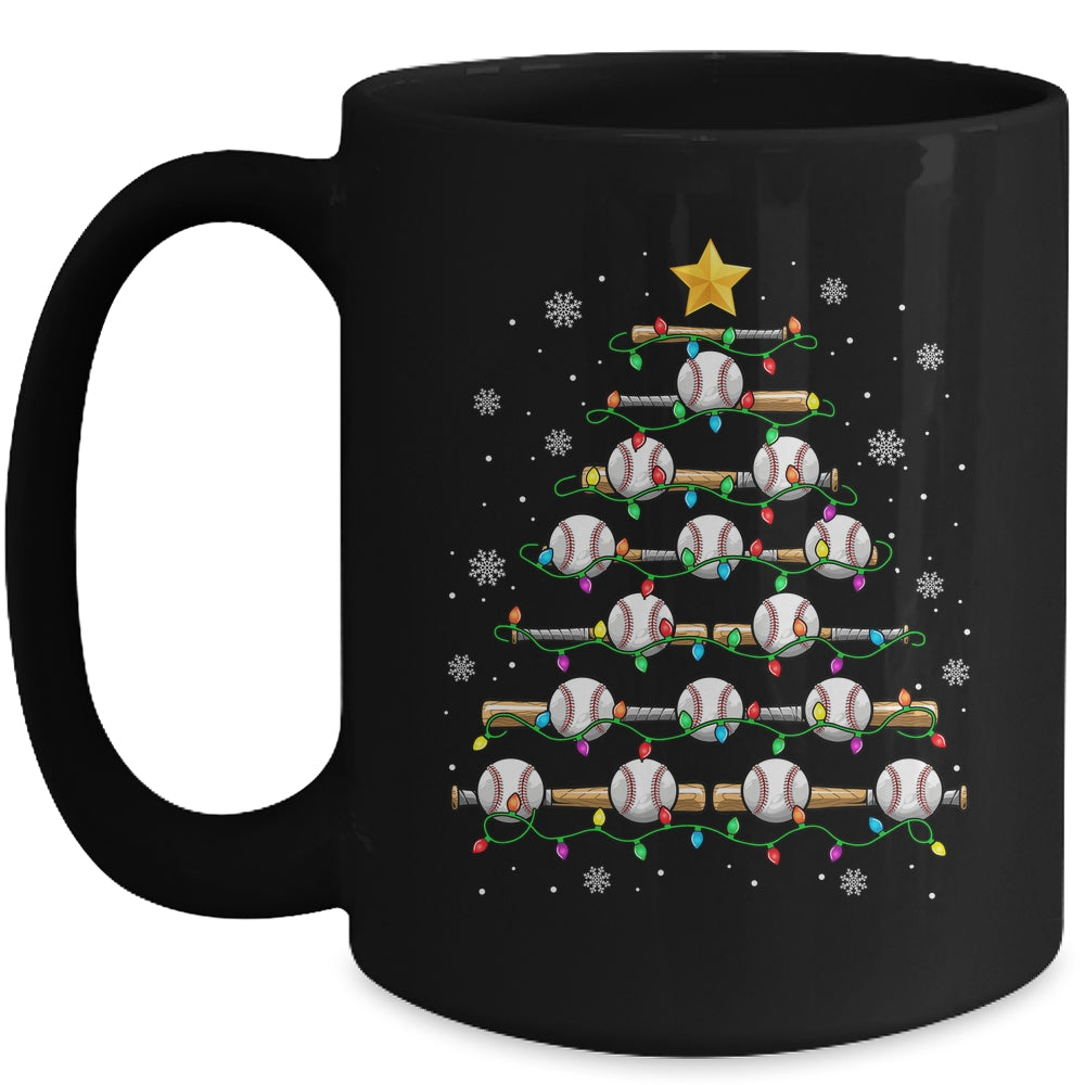 Baseball Christmas Tree Light Xmas Baseball Men Boys Kids Mug | teecentury