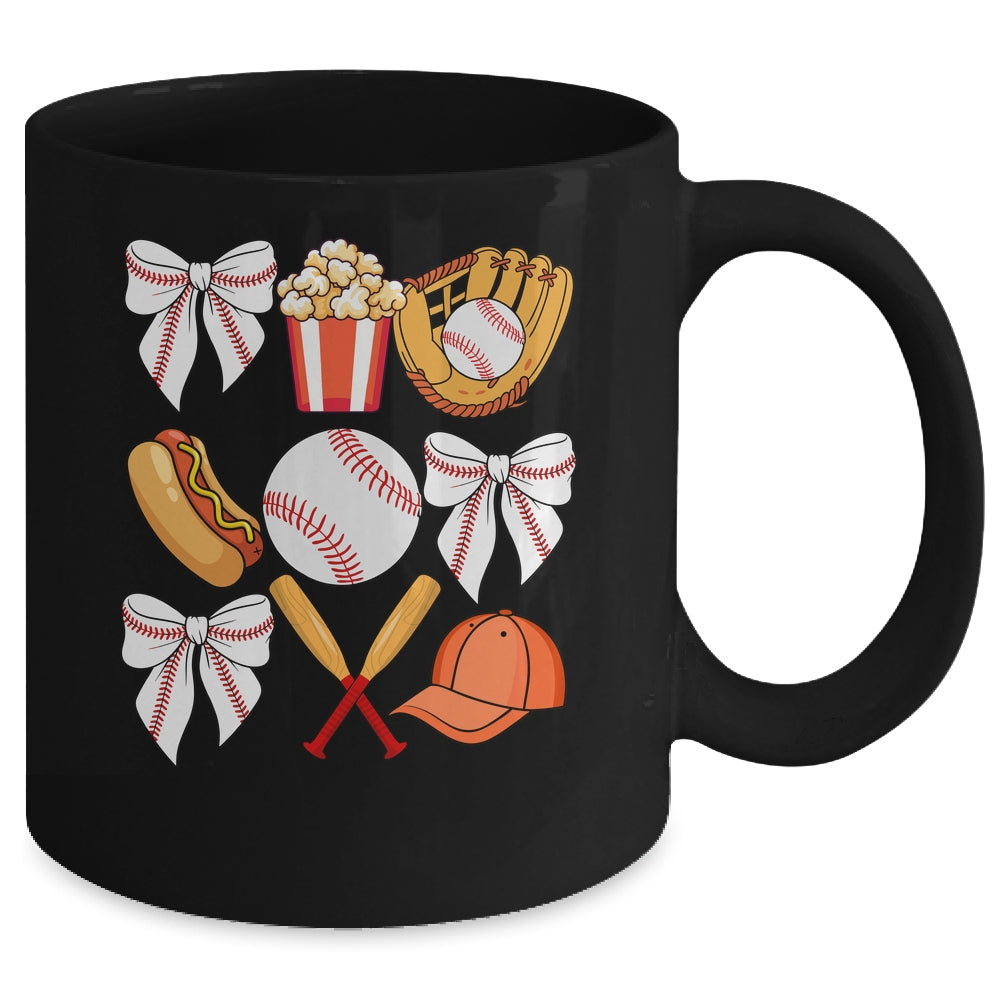 Baseball Coquette Bow Women Girls Baseball Cheer Mom Mama Mug | teecentury