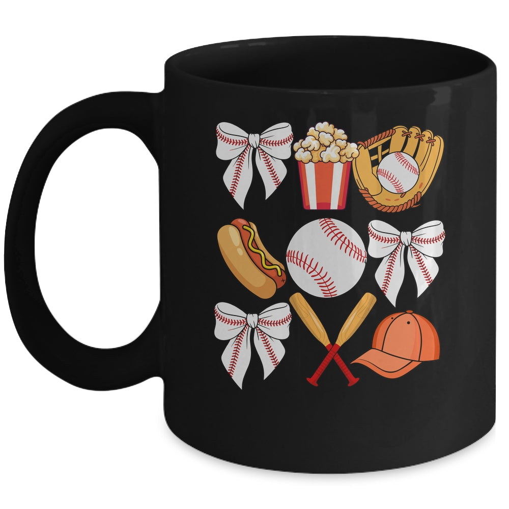 Baseball Coquette Bow Women Girls Baseball Cheer Mom Mama Mug | teecentury