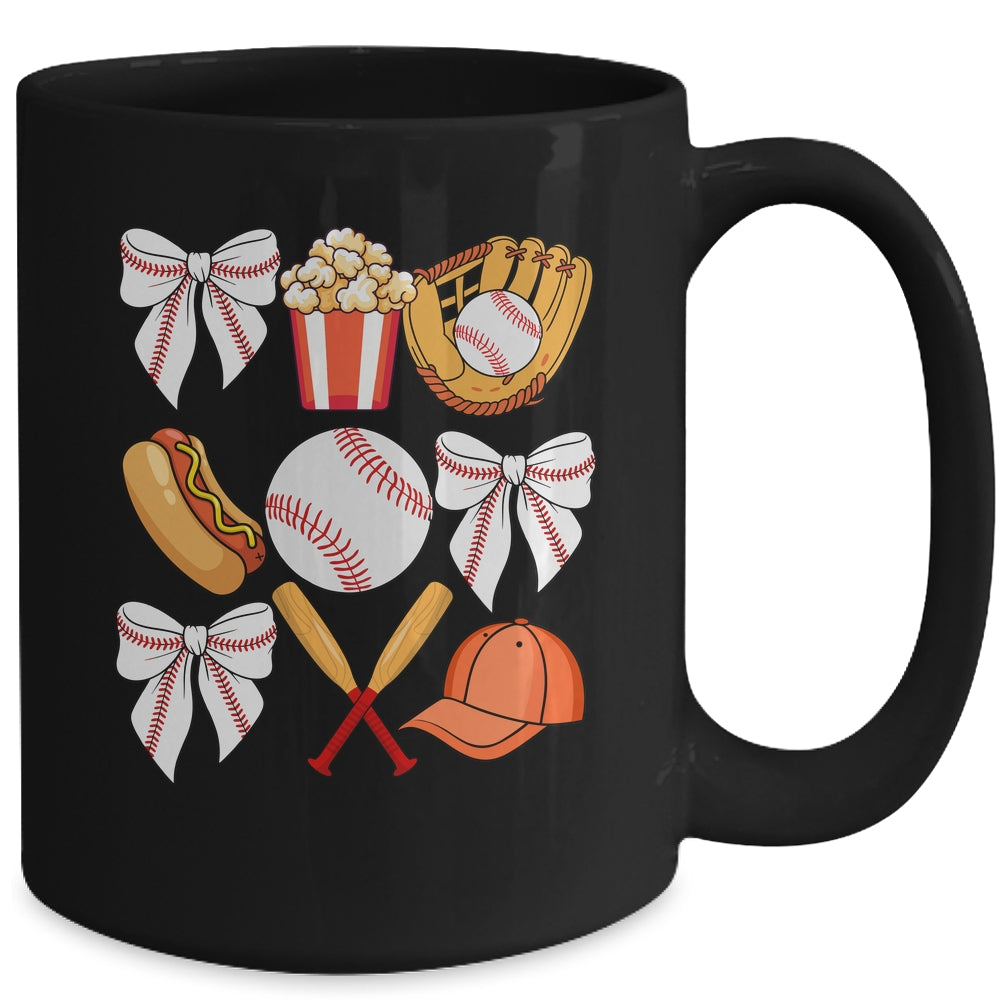 Baseball Coquette Bow Women Girls Baseball Cheer Mom Mama Mug | teecentury