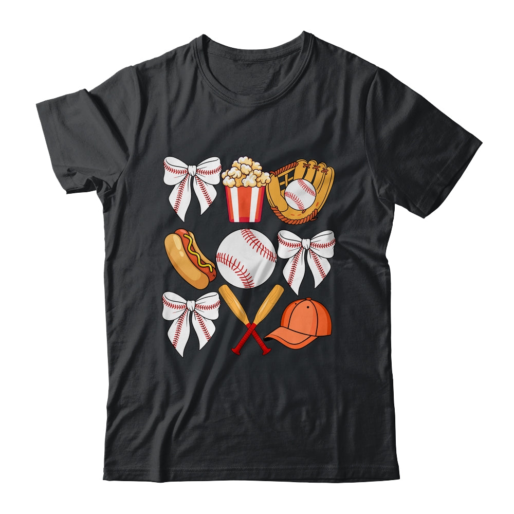 Baseball Coquette Bow Women Girls Baseball Cheer Mom Mama Shirt & Tank Top | teecentury