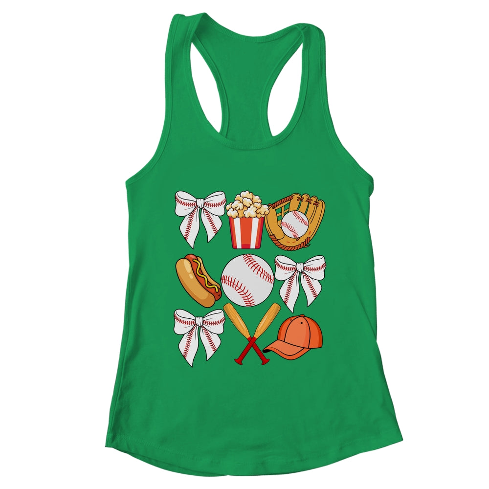 Baseball Coquette Bow Women Girls Baseball Cheer Mom Mama Shirt & Tank Top | teecentury